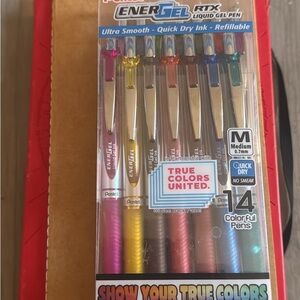 Undated Planners, Notebook, EnerGel RTX Liquid Gel Pens - 14 Colorful Pens Set